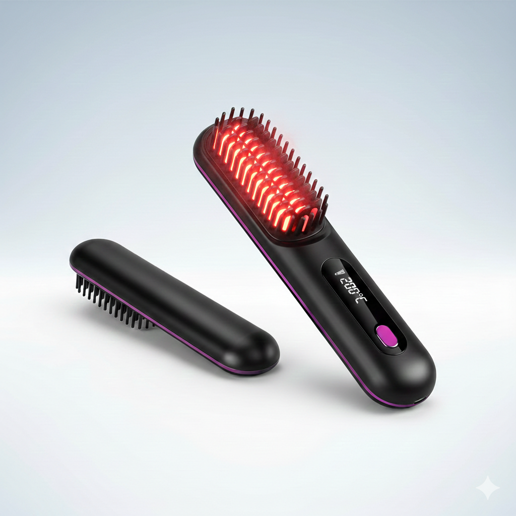 Heated Hair Straightening Brush - Electric Hair Straightener